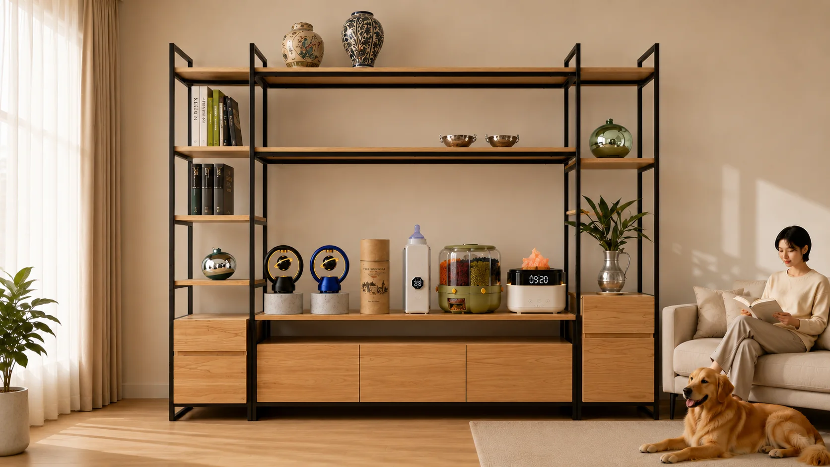 Salón con soluciones inteligentes para el hogar
